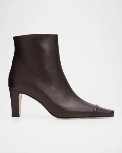 Manolo Blahnik Vivecal Leather Ankle Boots In Brown