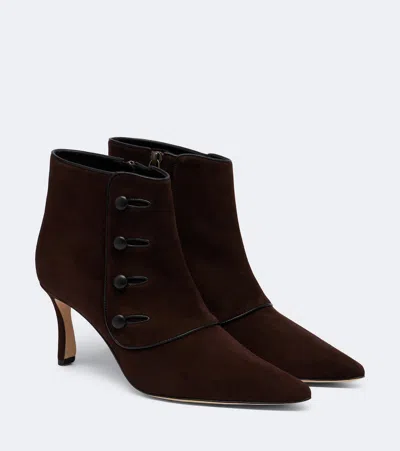 Manolo Blahnik Vivés Suede Ankle Boots In Brown