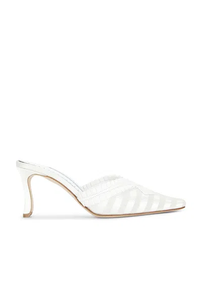 Manolo Blahnik Voluptia 70 Mule Heel In White