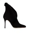 Manolo Blahnik Nestanu 105 Shearling-trimmed Suede Ankle Boots In Black