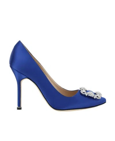 Manolo Blahnik Wear High Heels With A Pointed Head. In Blue
