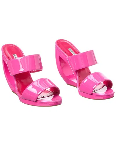 Manolo Blahnik Welli 105 Patent Wedge Sandal (authentic Pre-loved)