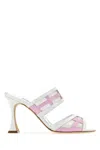 Manolo Blahnik Avespamu 90 Mesh-trimmed Two-tone Patent-leather Mules In Multicolor