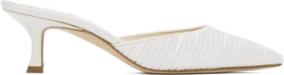 Manolo Blahnik White Carolynemu Mules In 9949 Yoth