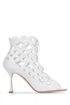 Manolo Blahnik Taralo Pointed Toe Cut-out Leather Pumps In White