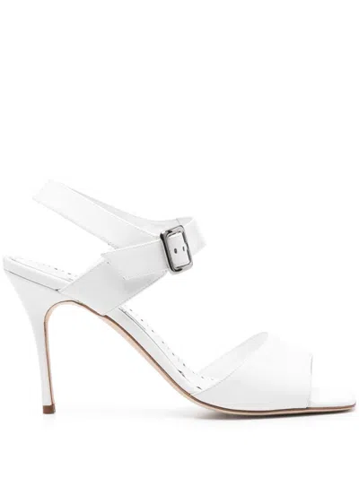 Manolo Blahnik White Fairu 90mm Sandals In Weiss