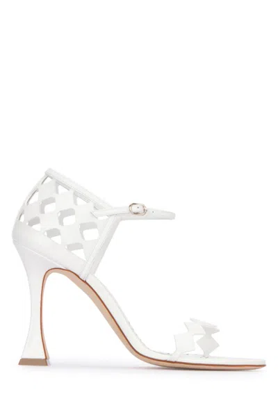 MANOLO BLAHNIK WHITE OPEN TOE HEELS