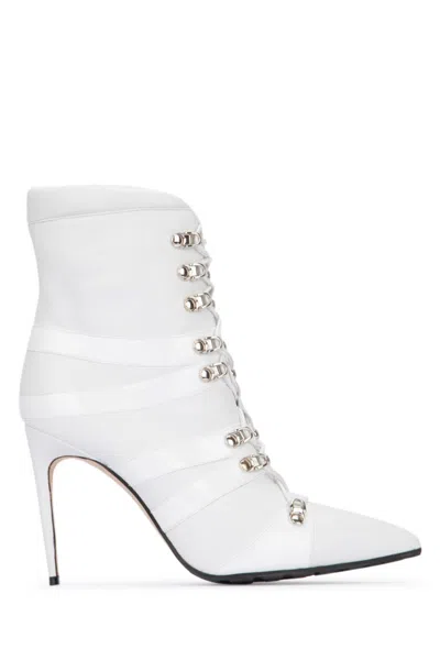 MANOLO BLAHNIK WHITE ROBLAX BOOTS
