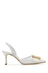 Manolo Blahnik White Slingback Heels In Multi