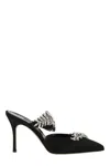 Manolo Blahnik Black Lurum 90 Satin Mules