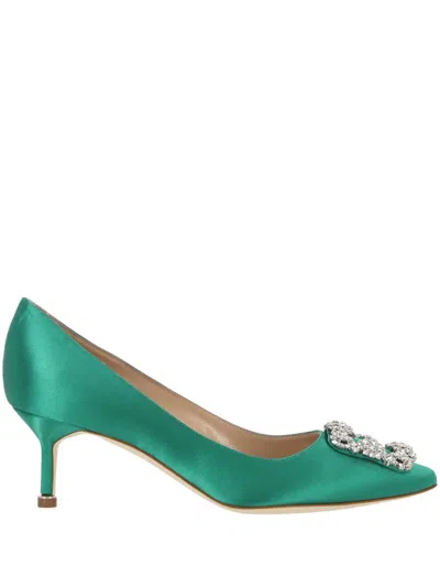 Manolo Blahnik Hangisi 90 Satin Pump In Green