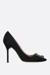 Manolo Blahnik 70mm Hangisi Crystal-buckle Pumps In Black