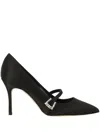 Manolo Blahnik Mary Jane Satin Pumps In Black