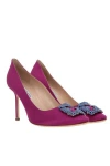 Manolo Blahnik Hankishi Bckle Embellished Pumps In Dark Pink