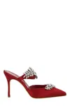 Manolo Blahnik Lurum 90 Crystal-embellished Velvet Mules In Dred(6049)