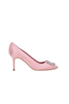 Manolo Blahnik 105mm Hangisi Satin Pumps In Light Pink
