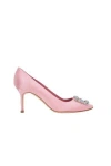 Manolo Blahnik 70mm Hangisi Satin Pumps In Light Pink