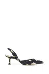 Manolo Blahnik 50mm Carolyne Floral Slingback Pumps In Black