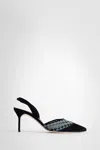 Manolo Blahnik Mingosli 70 Mesh Checkered Slingback Mules In Black