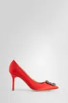 Manolo Blahnik Hangisi 105 Satin Jewel Buckle Pumps In Red