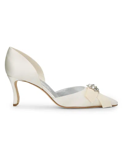 Manolo Blahnik 70mm Apidosa Gala Satin Pumps In White