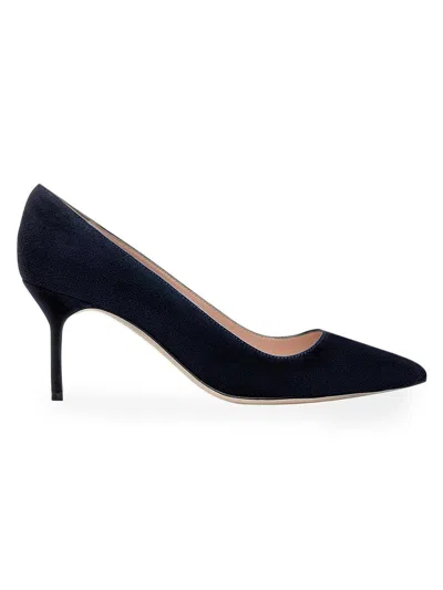 Manolo Blahnik Women's Bb 70mm Suede Point Toe Pumps In Black