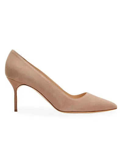 Manolo Blahnik Women's Bb 70mm Suede Point Toe Pumps In Brown
