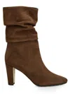 Manolo Blahnik Women's Calasso 90mm Suede Slouch Boots In Dark Brown