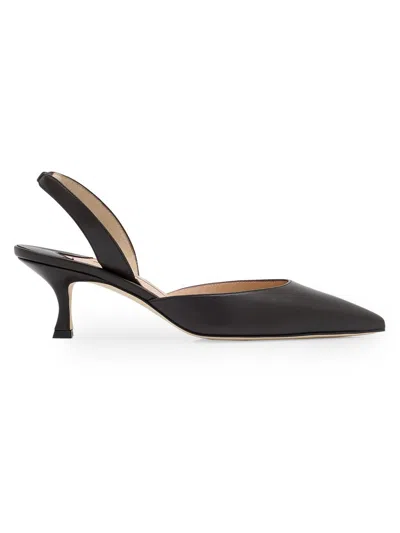 Manolo Blahnik Women's Carolyne 50mm Leather Slingback Pumps In Black