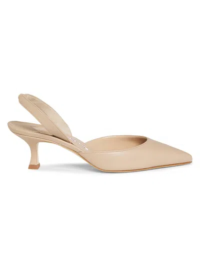 Manolo Blahnik Women's Carolyne 50mm Leather Slingback Pumps In Neutral