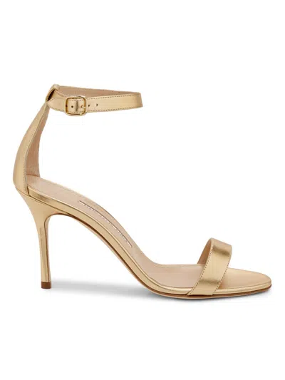 Manolo Blahnik Women's Chaos Metallic Leather Sandals In Gold