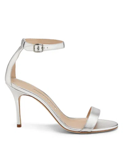 Manolo Blahnik Women's Chaos Metallic Leather Sandals In Silver