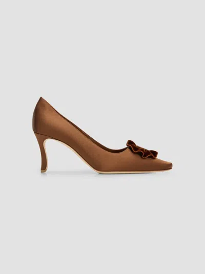 Manolo Blahnik Women's Fortan 70mm Satin Stiletto Pumps In Brown