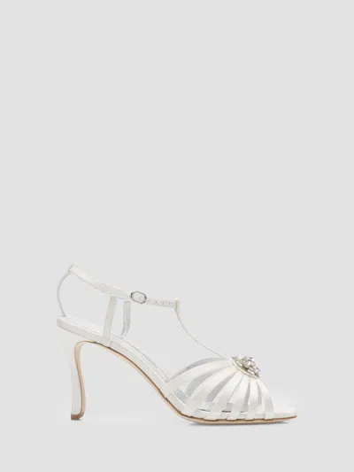 Manolo Blahnik Fulcon 90mm Embellished Strappy Satin Sandals In White