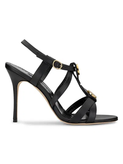Manolo Blahnik Women's Giza 105mm Leather Sandals In Black