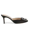 Manolo Blahnik Hangisimu 70 Embellished Satin Mules In Black