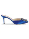 Manolo Blahnik Women's Hangisimu 75mm Embellished Satin Mules In Blue