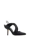 Manolo Blahnik Leather Jijara Slingbacks With Contrasting Details 10cm In Black