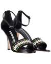 Manolo Blahnik Women's Leather Beaded Open-toe Sandal (authentic Pre-loved) In Multi