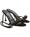 Manolo Blahnik Embellished Strappy Sandals In Black Leather In Black