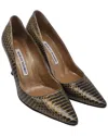 Manolo Blahnik Python Pumps In Animal Print Leather In Multi