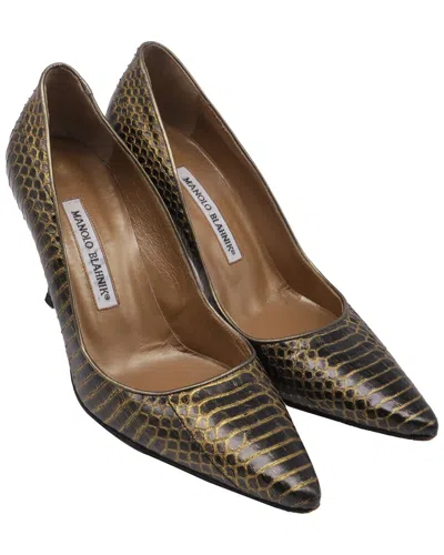 Manolo Blahnik Python Pumps In Animal Print Leather In Multi