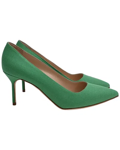 Pre-owned Manolo Blahnik Women's Linen Bb 70 Pump (authentic Pre-loved)