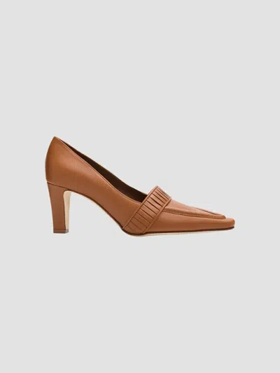 Manolo Blahnik 85mm Mindita Leather Pumps In Brown
