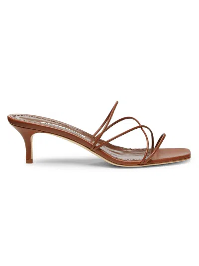 Manolo Blahnik Ninfemu 50mm Leather Strappy Sandals In Brown