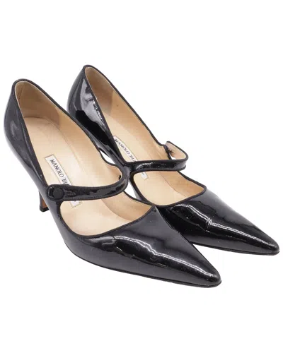 Manolo Blahnik Women's Patent Leather Campari 90 Mary Jane Pump (authentic  Pre-loved) In Blue
