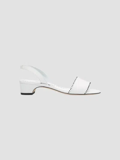 Manolo Blahnik Women's Patobar Leather Slingback Sandals In White