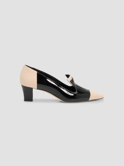 Manolo Blahnik Polastron 50mm Two-tone Leather Pumps In Black