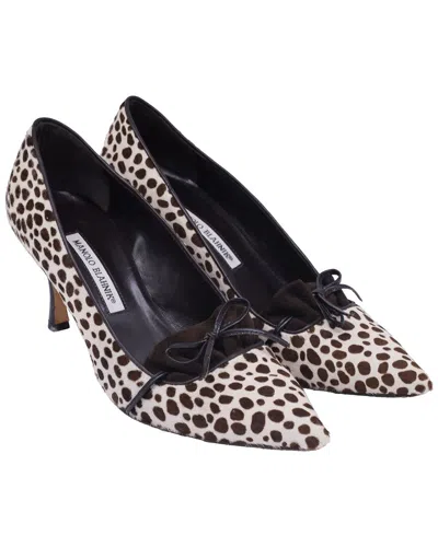 Manolo Blahnik Women's Pony Hair Pointed Toe Pump (authentic Pre-loved) In Animal Print