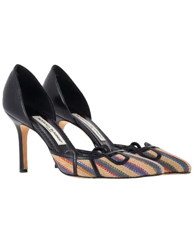 Pre-owned Manolo Blahnik Women's Raffia Pointed Pump (authentic Pre-loved)
